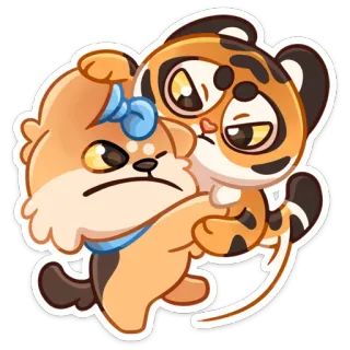 😡 anjing, harimau, lucu, binatang, stiker, kartun, kawaii whatsapp sticker