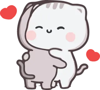 🤗 kot, słodki, serce, miłość, zwierzę whatsapp sticker