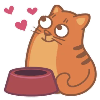 😍 gato, corazones, lindo, mascota, animal, tazón telegram sticker