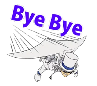 👋 Kaito Kid Detective Conan Bye Bye anime, manga, thief, magician, flying whatsapp sticker