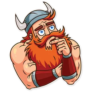 🤔 Viking, Cartoon, Personage, Helm, Noords, Mythologie telegram sticker