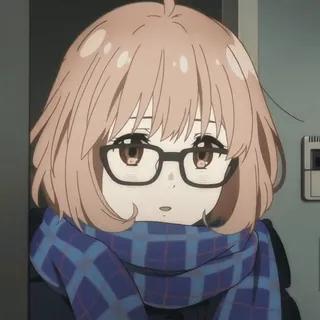 🍧 anime, girl, glasses, scarf, cute whatsapp sticker