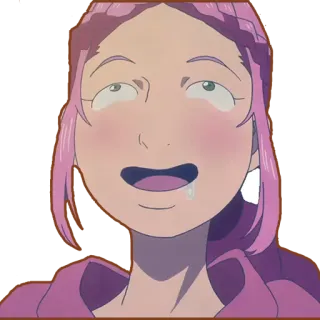 🤤 Anime, Cartone animato, Capelli rosa, Faccia, Espressione telegram sticker