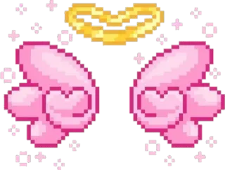 🗝️ Ailes d'ange, Ailes de coeur, Rose, Pixel art, Halo, Mignon whatsapp sticker