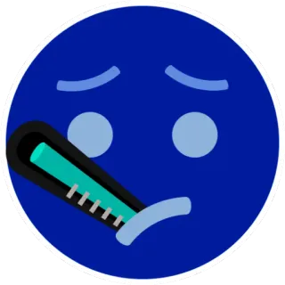 🤒 doente, emoji, doente, termômetro, triste, azul telegram sticker