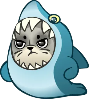 😈 foca, tiburón, animal, disfraz, lindo, dibujos animados telegram sticker