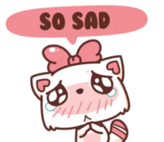 😢 SO SAD 슬픈, 울음, 귀여운, 만화, 귀여운, 동물, 고양이 telegram sticker