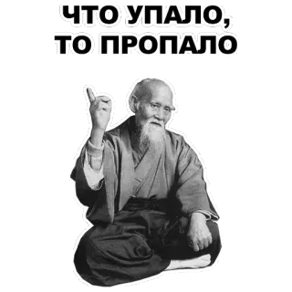 ☝ ЧТО УПАЛО, ТО ПРОПАЛО russian, saying, old man, wisdom, lost telegram sticker