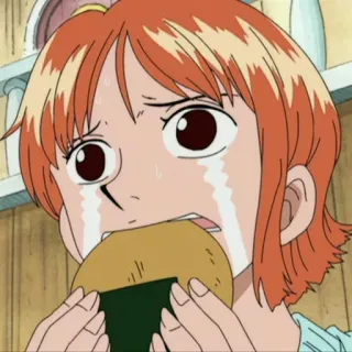🍊 Nami One Piece animé, Nami, One Piece, pleurer, manger, triste, manga whatsapp sticker