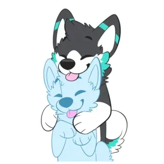 🤗 furry, husky, wolf, hug, cuddling, cute, cartoon, anthro telegram sticker