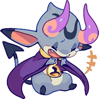 😆 キ cartoon, demon, devil, cute, purple, horns, Japanese telegram sticker