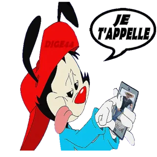📲 JE T'APPELLE dibujo animado, llamada telefónica, bocadillo, francés, personaje animado telegram sticker