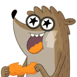 😄 Rigby Regular Show Rigby, Zwyczajny Serial, kreskówka, jedzenie, gwiazdy, jedzenie telegram sticker