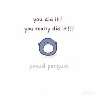 🌷 you did it!
you really did it!!!
proud penguin pinguin, feier, erfolg, stolz, leistung, süß, cartoon whatsapp sticker