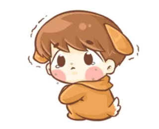 😢 verdrietig, huilen, schattig, jongen, cartoon, sticker telegram sticker