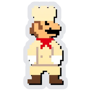 👨‍🍳 Mario Mario, Chef Cuisinier, Personnage Jeu Vidéo, Nintendo, Pixel Art telegram sticker