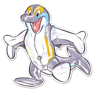 🙏 dauphin, dessin animé, animal, créature marine, mammifère, illustration telegram sticker