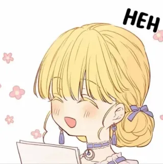 🌸 HEH Dibujos animados, Anime, Lindo, Chica, Alegre, Sonriente, Ilustración whatsapp sticker
