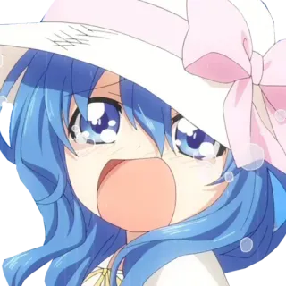 😭 animé, pleurer, fille, triste, cheveux bleus whatsapp sticker