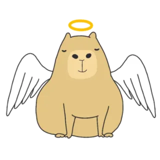 😇 capivara, anjo, animal, fofo, auréola, asas telegram sticker