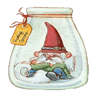 🔮 Gnome Humbug Gnome gnomo, tarro, tontería, ilustración, dibujo animado, fantasía telegram sticker