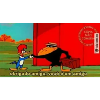 🤝 Woody Woodpecker obrigado amigo, voce é um amigo วู้ดดี้ วู้ดเพ็คเกอร์, การ์ตูน, มิตรภาพ, ขอบคุณ, มีม, เรโทร telegram sticker