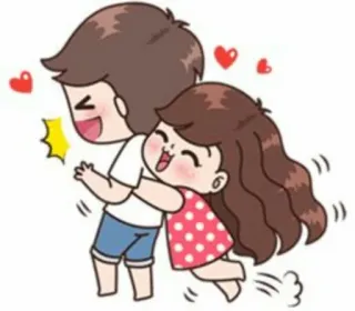 👨‍👧 卡通, 爱, 拥抱, 情侣, 可爱 whatsapp sticker