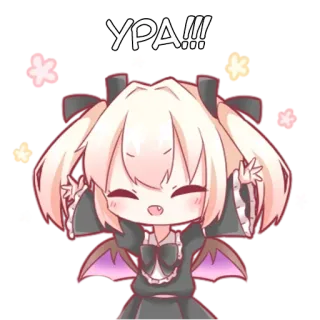 🎉 УРА!!! อนิเมะ, ฉลอง, น่ารัก, เด็กผู้หญิง, ร่าเริง, ประกาย telegram sticker