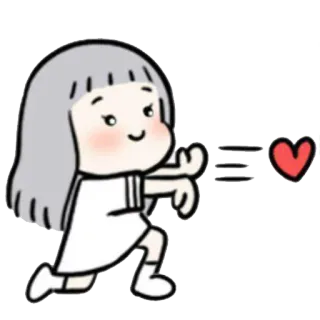 ❤ love, heart, girl, cartoon, cute, sticker telegram sticker