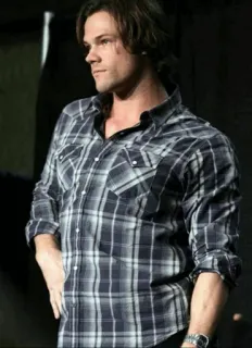😏 Jared Padalecki man, actor, celebrity, plaid, shirt telegram sticker