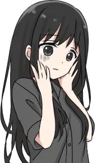 🙁 Аниме, Девушка, Манга, Персонаж, Грустный, Обеспокоенный telegram sticker