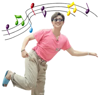 🕺 PHOTO Musik, Person, Mann, Sonnenbrille, Casual, Noten, Tanzen telegram sticker