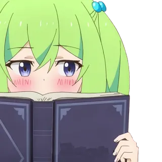 🙊 Аниме, Девушка, Читает, Книга, Милая telegram sticker