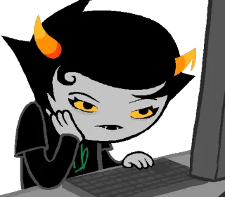 ♍ Terezi Pyrope Homestuck Terezi Pyrope, Homestuck, Webcomic, Hörner, Tastatur, Computer whatsapp sticker