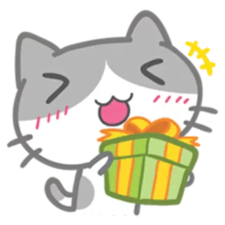 🎁 猫, ギフト, 可愛い, 漫画, プレゼント, 動物, お祝い telegram sticker