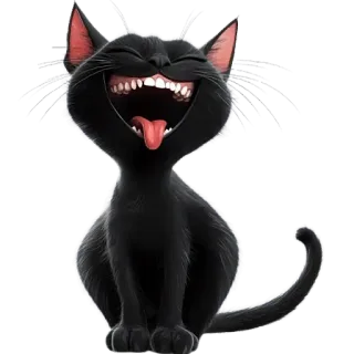 🤣 kot, czarny kot, kreskówka, zwierzę, śmieszne, śmiejący się, uroczy whatsapp sticker