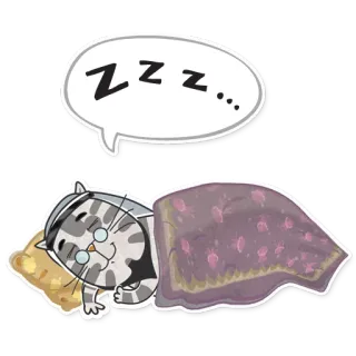 💤 ZZZ... gato, dormindo, zzz, desenho animado, travesseiro, cobertor telegram sticker