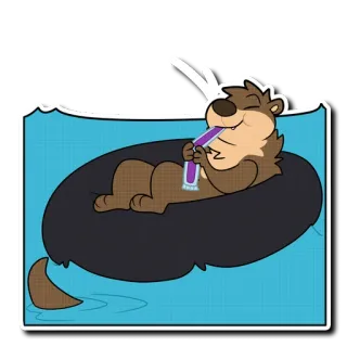 🌊 otter, swimming, pool, relaxing, popsicle, cartoon, animal telegram sticker