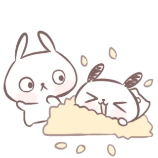 🍒 conejos, lindo, animales, dibujos animados, juguetón, divertido, personaje telegram sticker