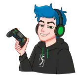 🎮 Мультфильм, Геймер, Контроллер, Наушники, Аватар telegram sticker
