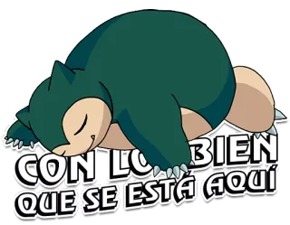 🏝 Snorlax Pokemon CON LO BIEN QUE SE ESTÁ AQUÍ Snorlax, Pokémon, schlafend, faul, entspannend, Anime, süß whatsapp sticker