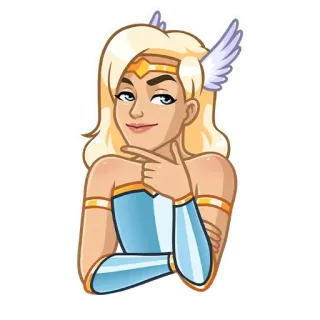 🤔 adesivo, desenho animado, emoji, cabelo loiro, mulher, personagem, feminino telegram sticker
