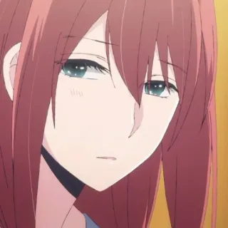 🍁 chica anime, pelo rojo, linda, triste, manga, femenina telegram sticker