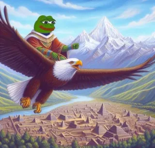 🌟 Pepe the Frog pepe, rana, aquila, volare, meme, paesaggio, fantasia telegram sticker