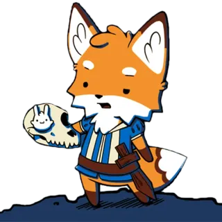 👺 лиса, череп, мультфильм, животное, иллюстрация whatsapp sticker