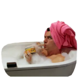 🍈 man, bathtub, towel, bubbles, relaxing, bath telegram sticker
