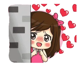 🥺 Kreskówka, Serca, Słodkie, Dziewczyna, Miłość, Anime telegram sticker