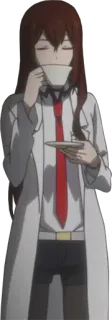 ☕️ Kurisu Makise Steins;Gate 애니메이션, 과학자, 실험복, 차, 커피 telegram sticker