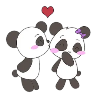 🐼 panda, kiss, love, heart, cartoon, cute, animals telegram sticker