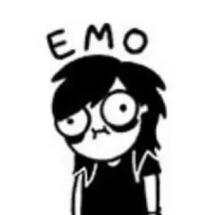 ⬛️ EMO Emo, Desenho animado, Engraçado, Retrato, Preto e branco whatsapp sticker